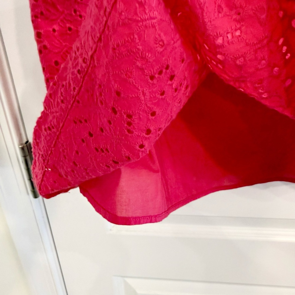 L.L. Bean Hot Pink Eyelet Fit and Flare Sleeveless Dress Size 6 - Picture 9 of 11